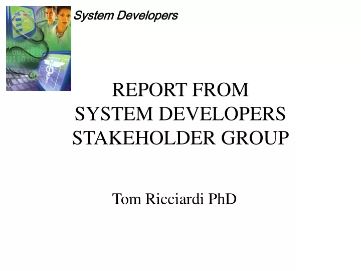 report from system developers stakeholder group