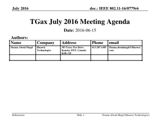 TGax July 2016 Meeting Agenda