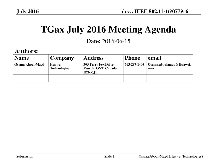 tgax july 2016 meeting agenda