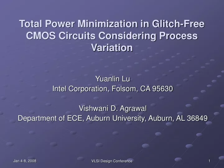 total power minimization in glitch free cmos circuits considering process variation