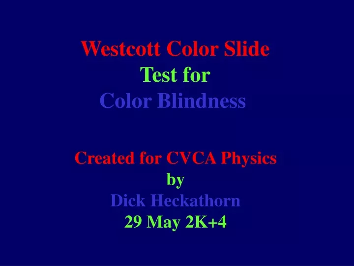 westcott color slide test for color blindness