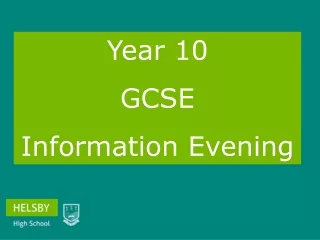 Year 10  GCSE  Information Evening