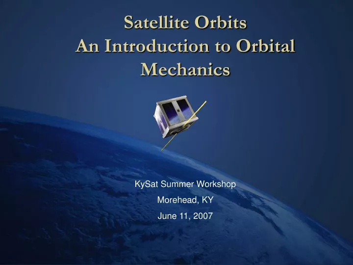 satellite orbits an introduction to orbital mechanics