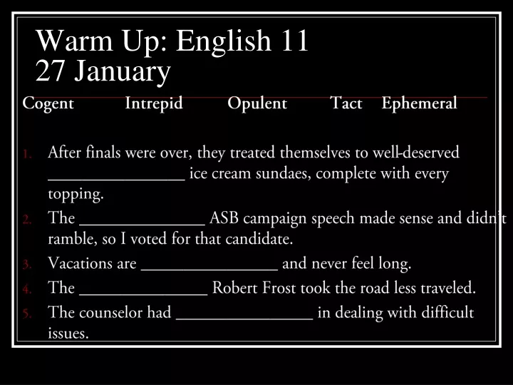 warm up english 11 27 january