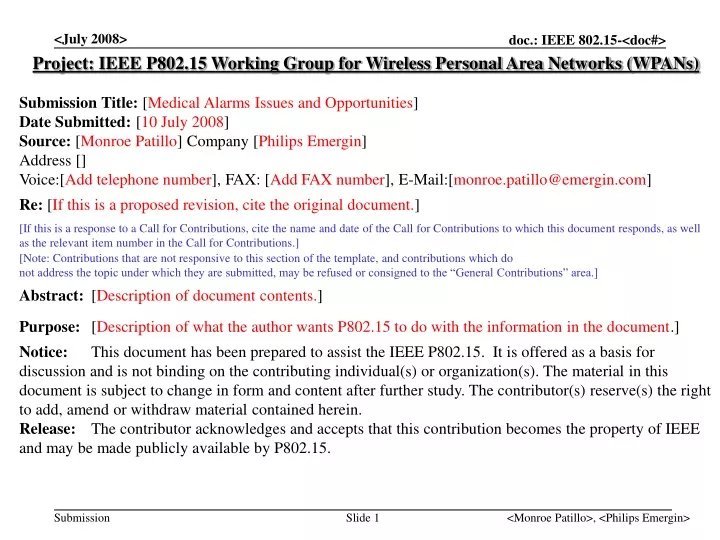 project ieee p802 15 working group for wireless