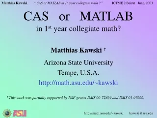 CAS   or   MATLAB in 1 st  year collegiate math?