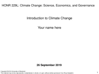 HONR 229L: Climate Change: Science, Economics, and Governance