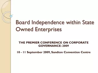Board Independence within State Owned Enterprises