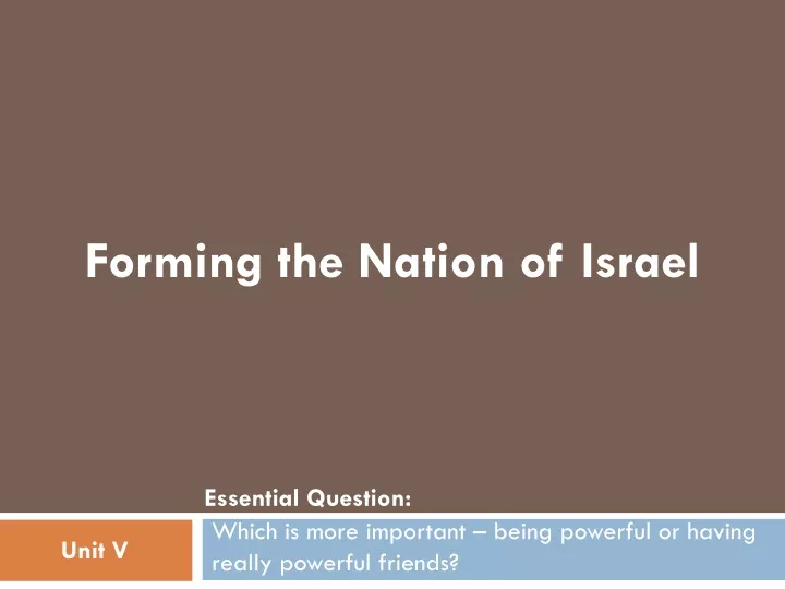 forming the nation of israel