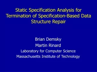 Static Specification Analysis for Termination of Specification-Based Data Structure Repair