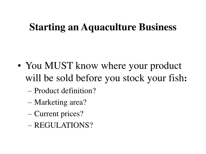 starting an aquaculture business