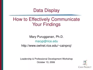 Data Display How to Effectively Communicate Your Findings