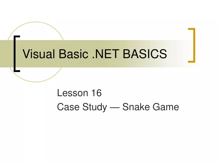 visual basic net basics