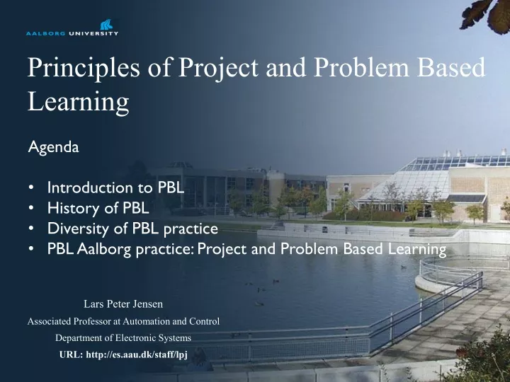 principles of project and problem based learning