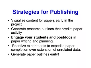 Strategies for Publishing