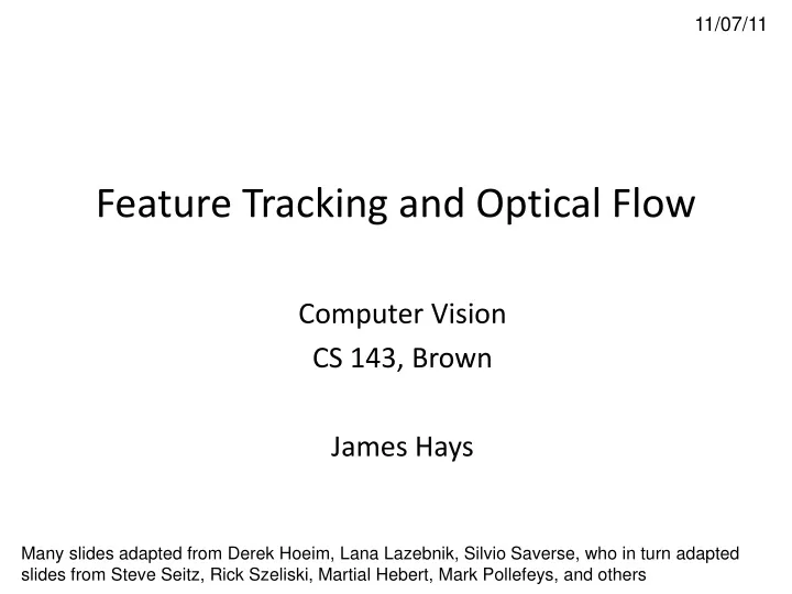 feature tracking and optical flow