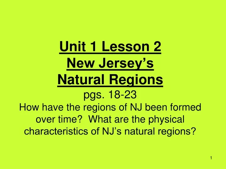 unit 1 lesson 2 new jersey s natural regions