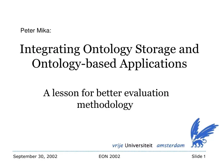 integrating ontology storage and ontology based applications