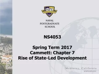 NS4053 Spring Term 2017 Cammett: Chapter 7 Rise of State-Led Development