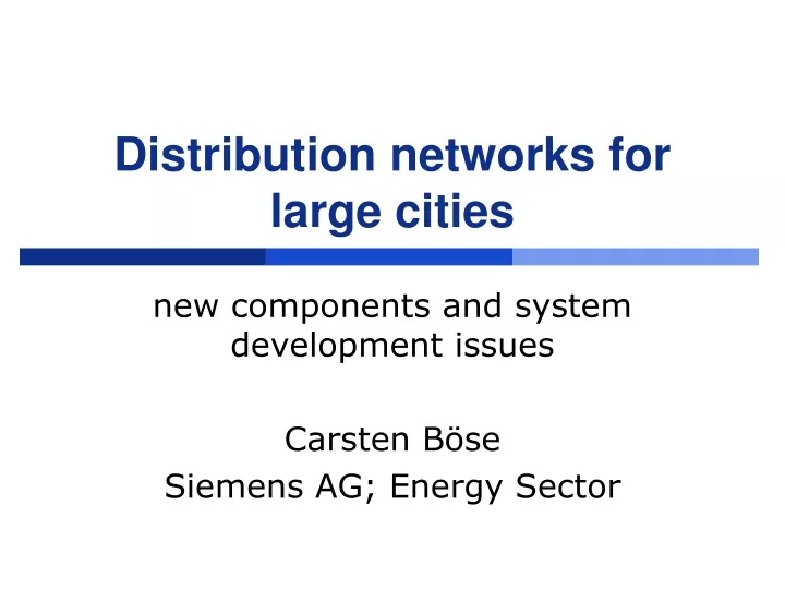 distribution networks for large cities