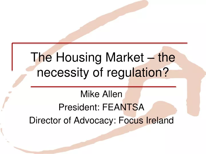 the housing market the necessity of regulation