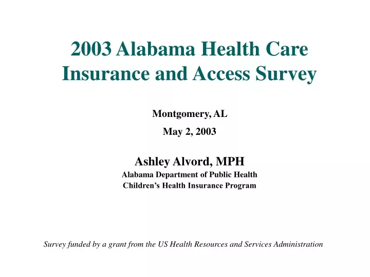 2003 alabama health care insurance and access