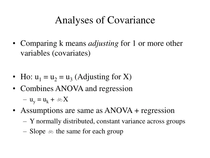 analyses of covariance