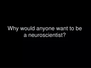 Why would anyone want to be a neuroscientist?