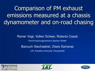 Comparison of PM exhaust emissions measured at a chassis dynamometer and on-road chasing