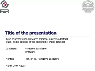 Title of the presentation