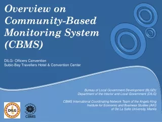 Overview on  Community-Based Monitoring System (CBMS)