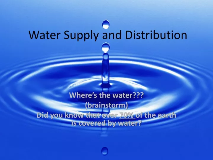 water supply and distribution