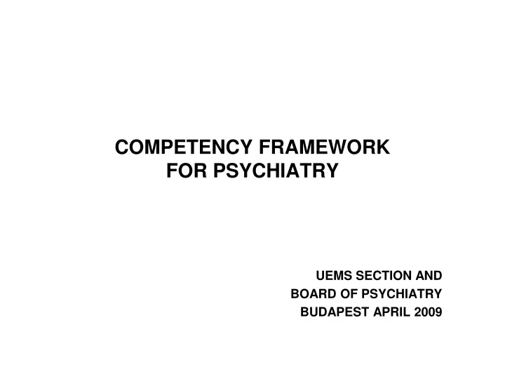competency framework for psychiatry