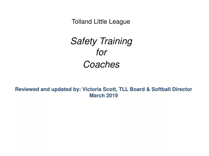 tolland little league safety training for coaches