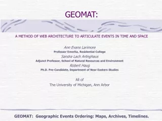 GEOMAT: A METHOD OF WEB ARCHITECTURE TO ARTICULATE EVENTS IN TIME AND SPACE