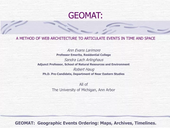 geomat a method of web architecture to articulate events in time and space