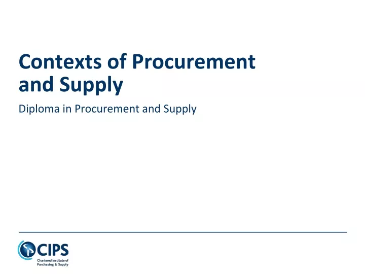 contexts of procurement and supply