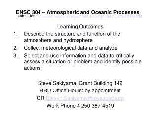 ENSC 304 – Atmospheric and Oceanic Processes