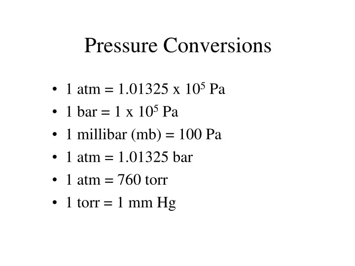 pressure conversions