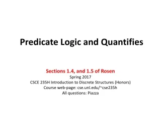 Predicate Logic and Quantifies