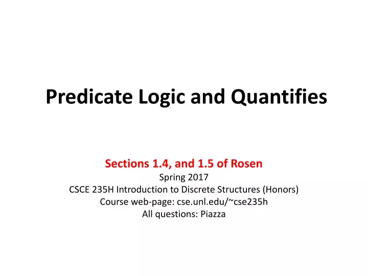 predicate logic and quantifies