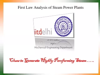 First Law Analysis of Steam Power Plants