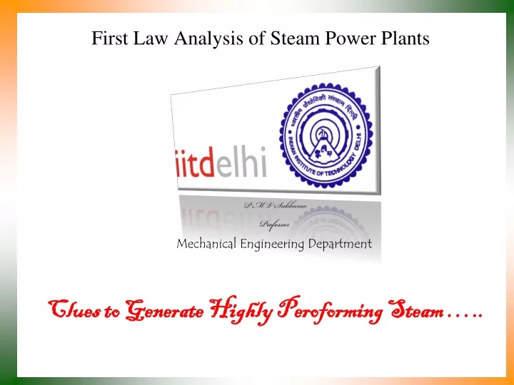 first law analysis of steam power plants