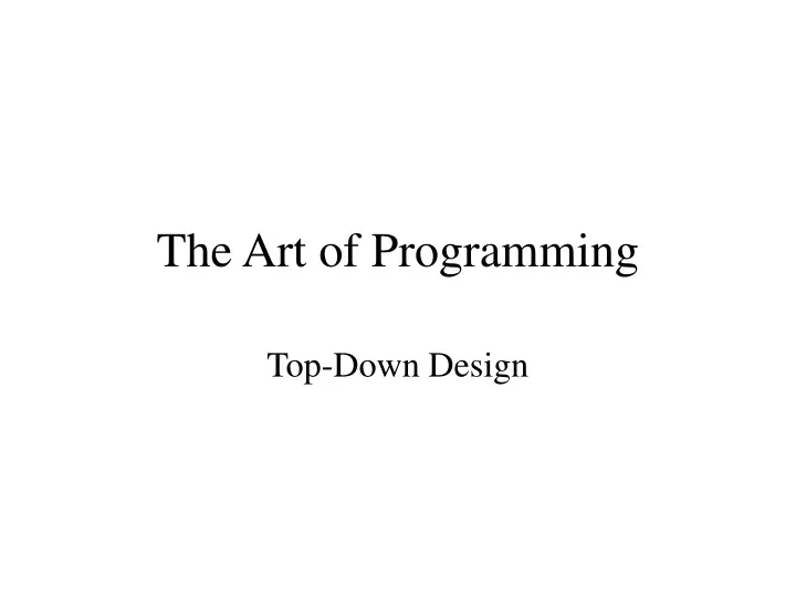 the art of programming