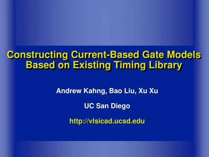 constructing current based gate models based on existing timing library