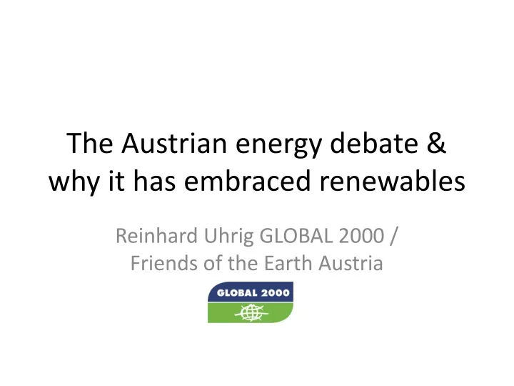 the austrian energy debate why it has embraced renewables