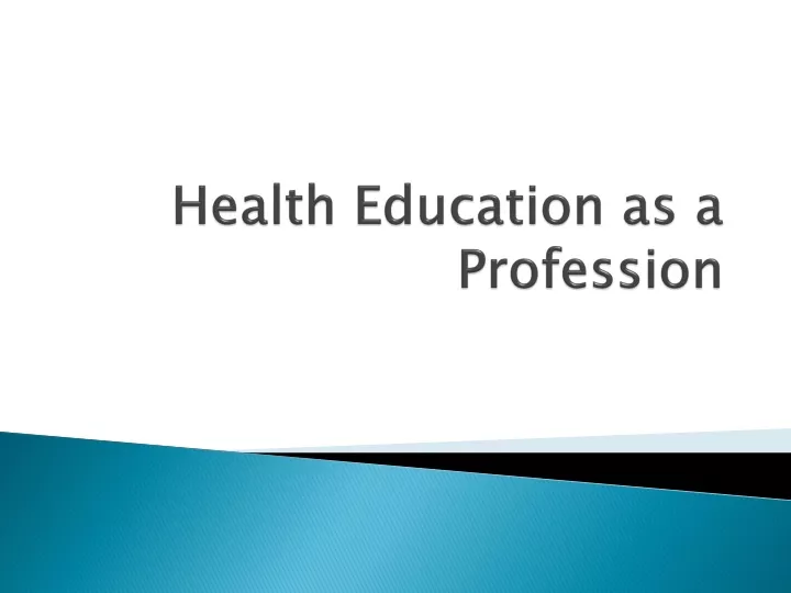 health education as a profession