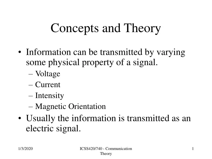 concepts and theory