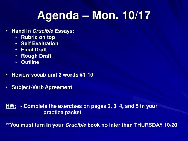 agenda mon 10 17