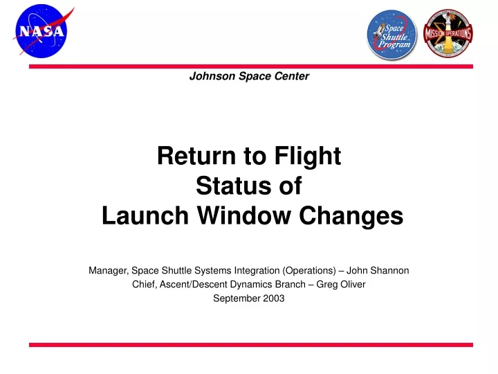 return to flight status of launch window changes